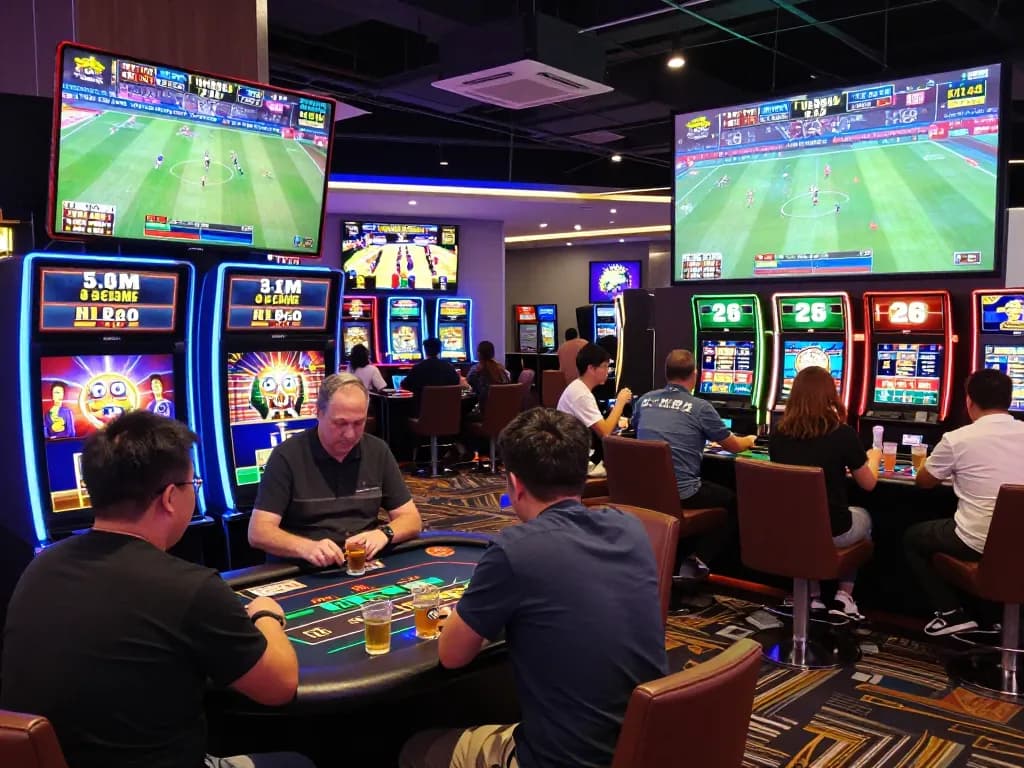 Engaging virtual casino environment showcasing players enjoying games at nk88 com, vibrant atmosphere with modern design elements.