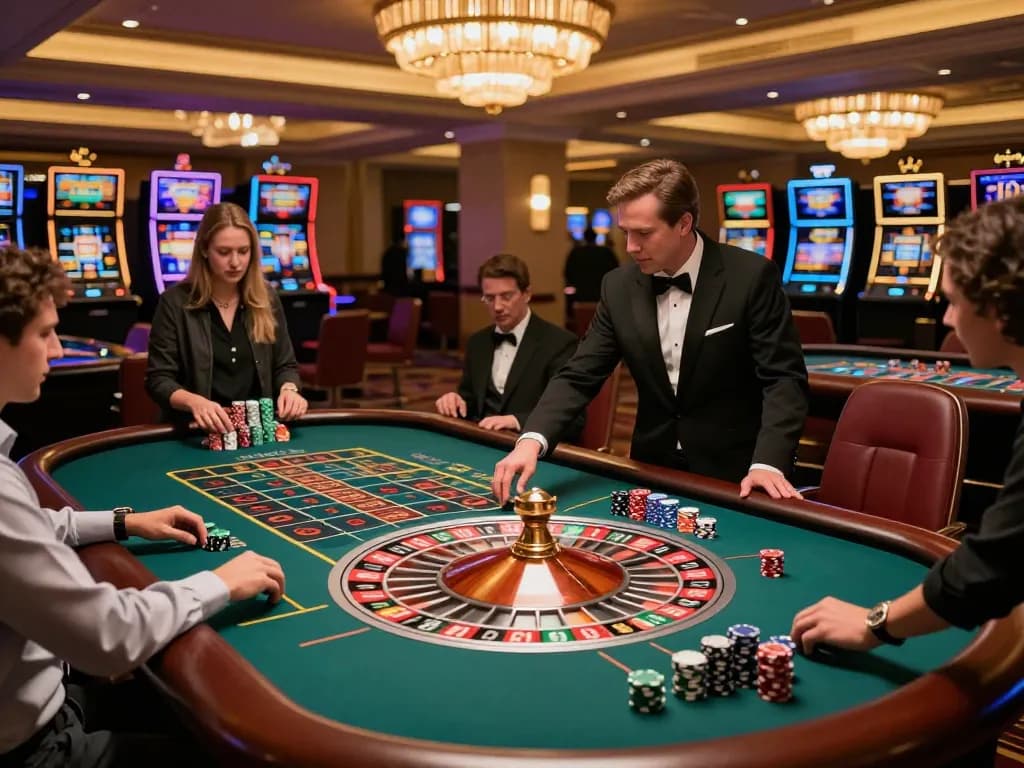 Experience the thrill of the roulette table at tx88 casino, where players engage in high-stakes betting.