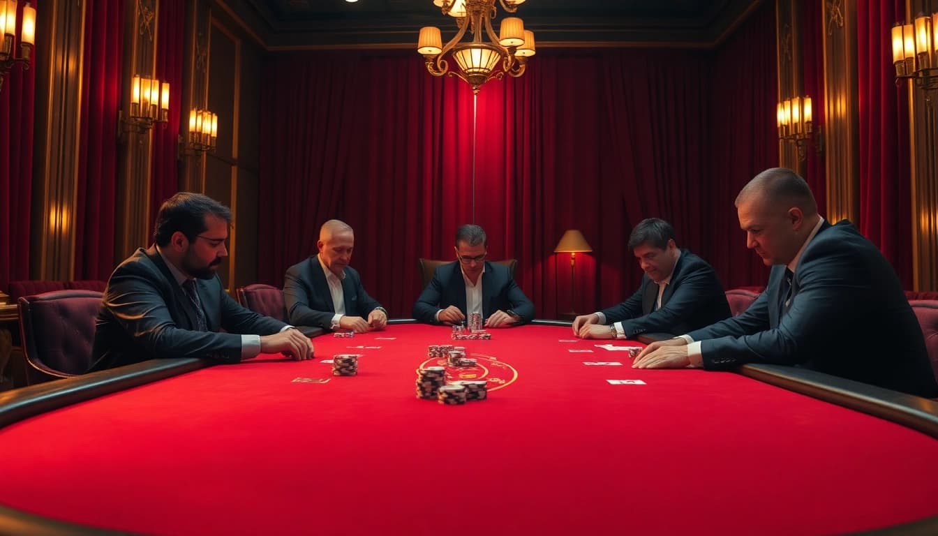 Engaging scene of players at a poker table depicting the excitement of Diwa777 casino.