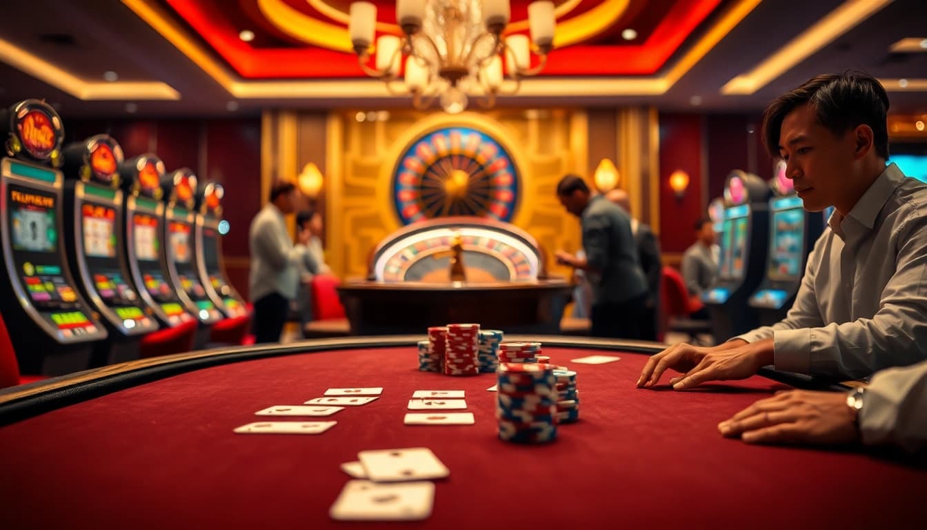 Poker game excitement at https://sx88.gold/ with vibrant chips and cards highlighting casino thrills.