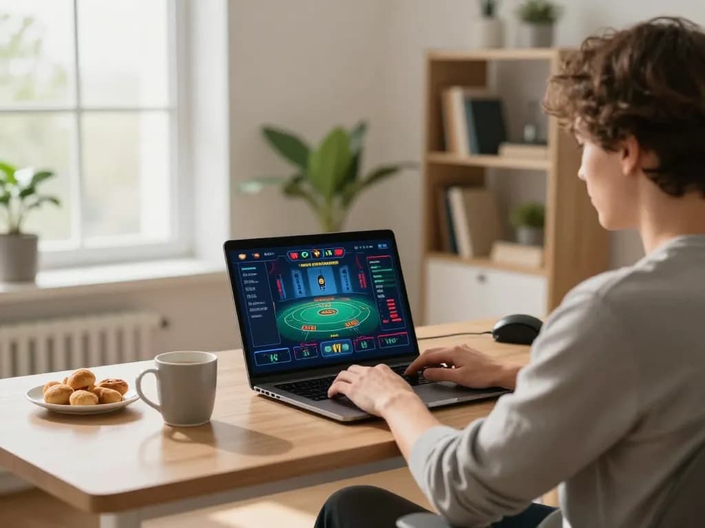 Engaging online gaming scene at home with AMIGOGRILLANDCO platform interface