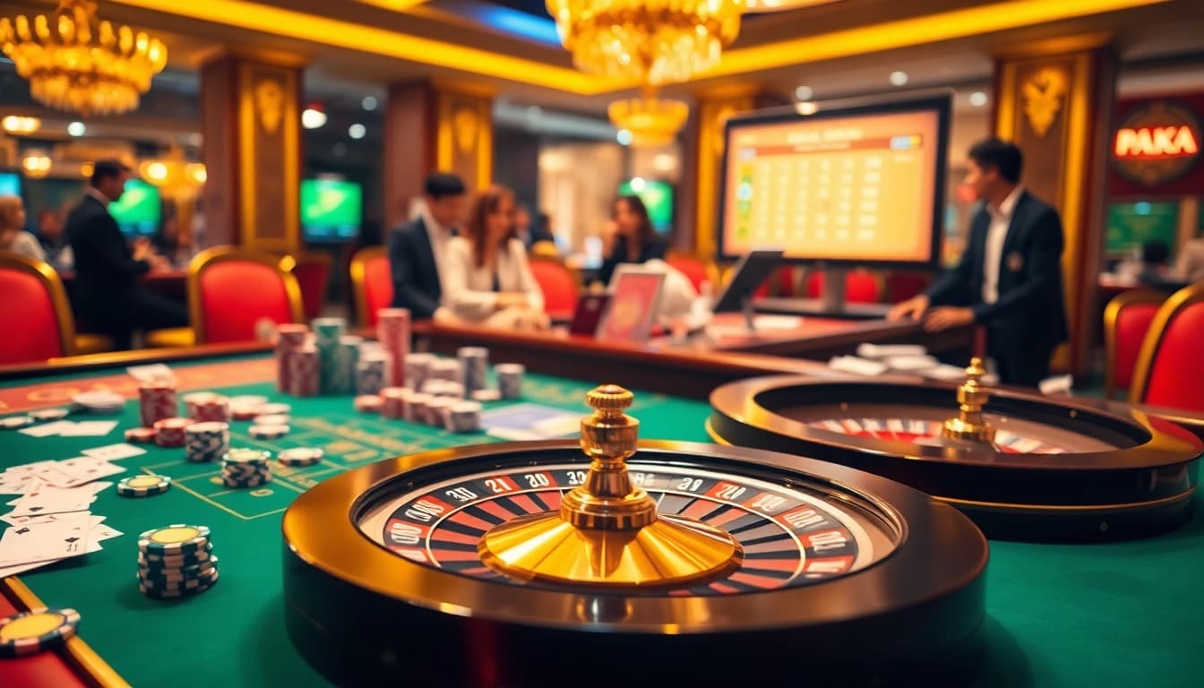 Exciting scene showcasing Pengeluaran Macau results on a gambling interface with casino elements.