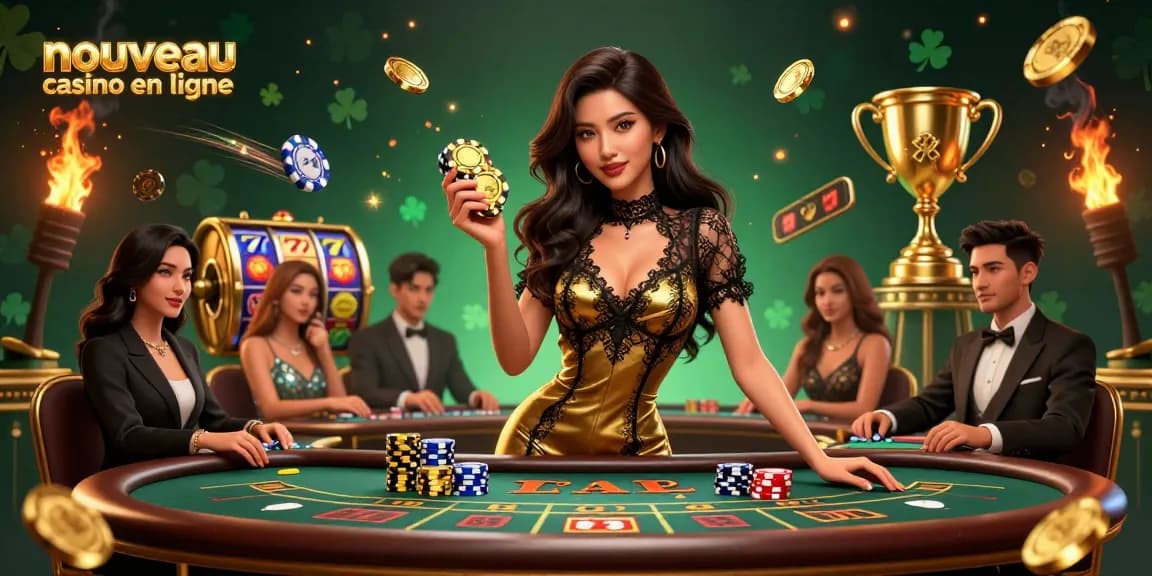 Engage in thrilling experiences at nouveau casino en ligne with a glamorous baccarat scene and dynamic elements.