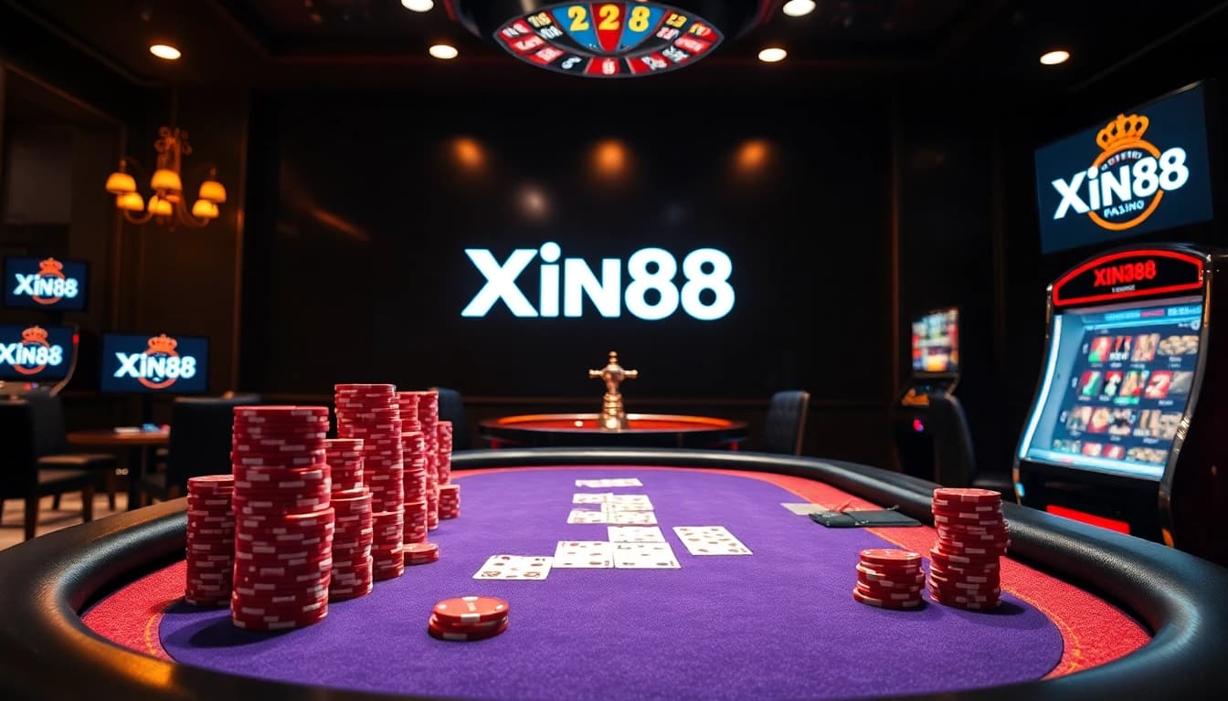 Experience high-stakes gaming at Xin88 casino with thrilling poker tables and vibrant roulette wheels.