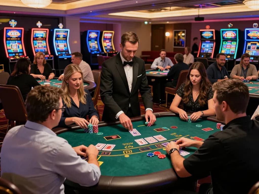 Players at ku88 casino engaged in intense blackjack gameplay with vibrant table setups.