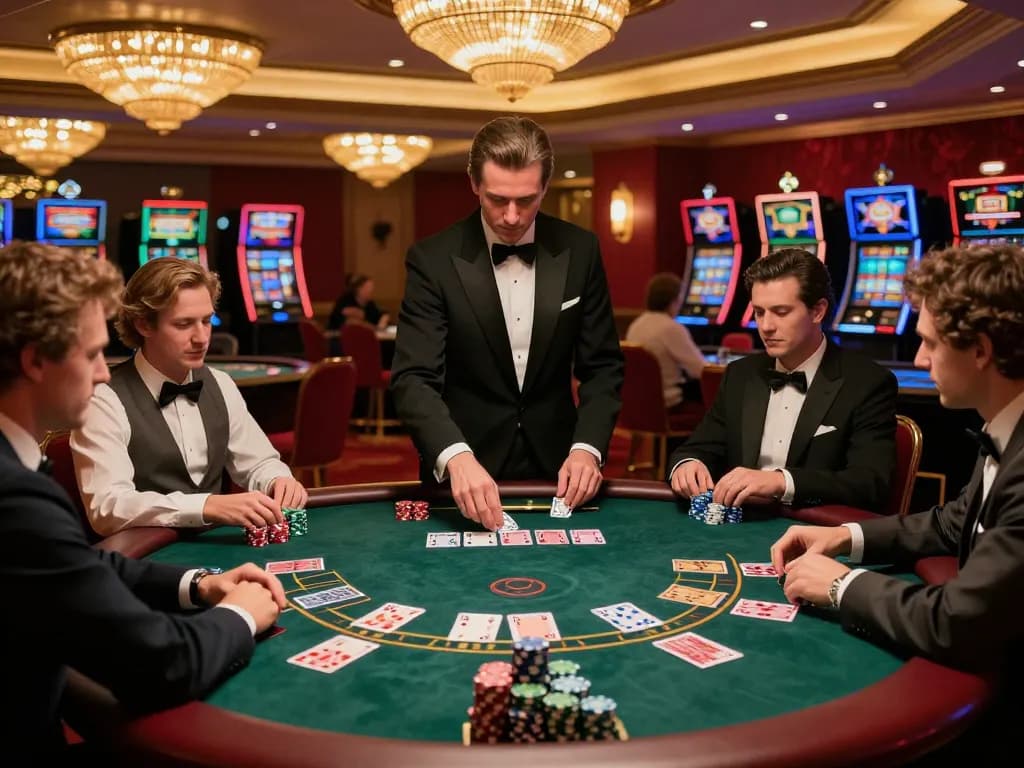 Pemain terlibat dalam permainan blackjack yang mendebarkan di Planet77, menentukan strategi menang mereka dengan fokus.