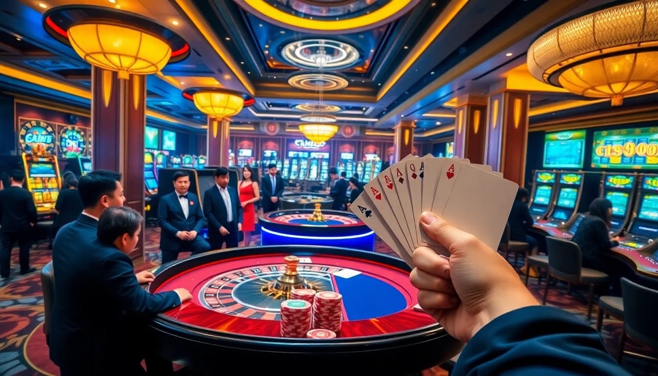 Experience the thrilling atmosphere of Trang Chủ XIN88 with players enjoying various casino games.