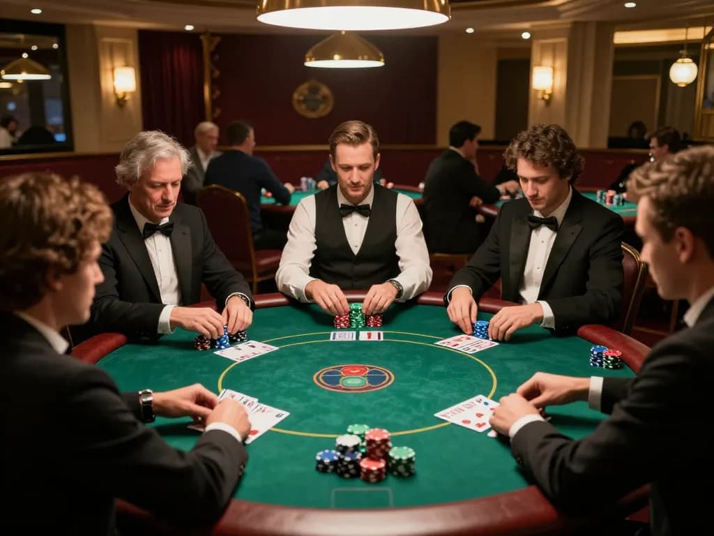 Engaged players in a dynamic poker game showcasing the excitement of a link gacor online gambling experience.