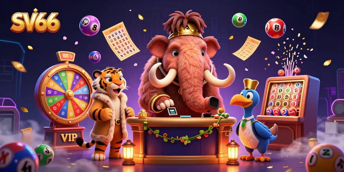 Experience thrilling gaming excitement at SV66 with colorful lottery elements and vibrant casino characters.