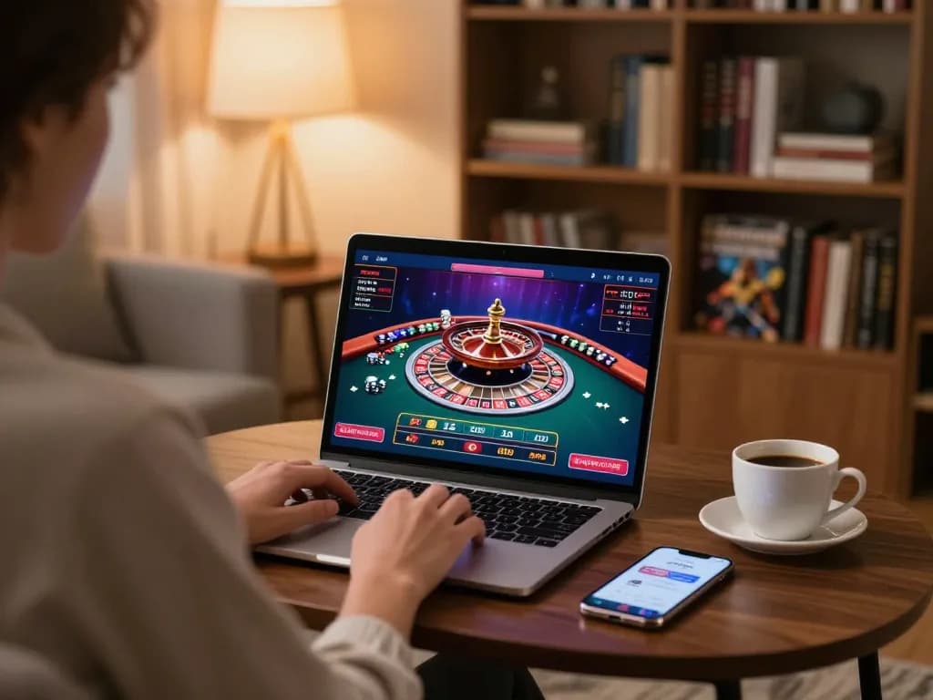 Experience strategic online gaming at XO88 with a vibrant live dealer roulette game in a cozy setting.