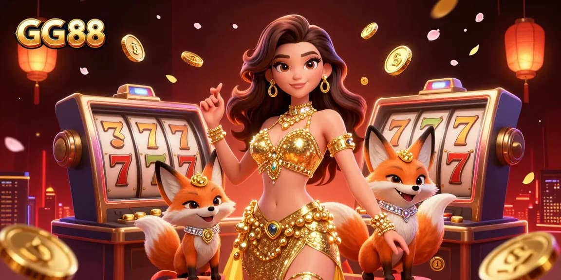 Engage with GG 88 in this vivid illustration featuring stunning characters and dynamic casino elements.