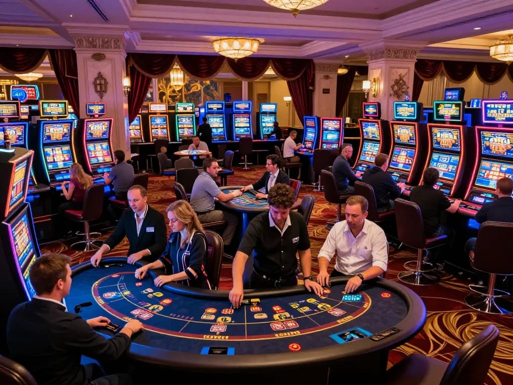 Players strategically engaging with casino games at five88, showcasing excitement and vibrant atmosphere.