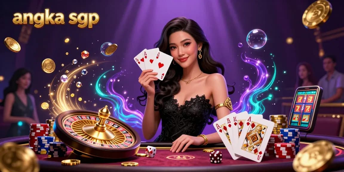 Engage with angka sgp as a stunning Asian woman reveals her winning cards in a luxury casino setting.