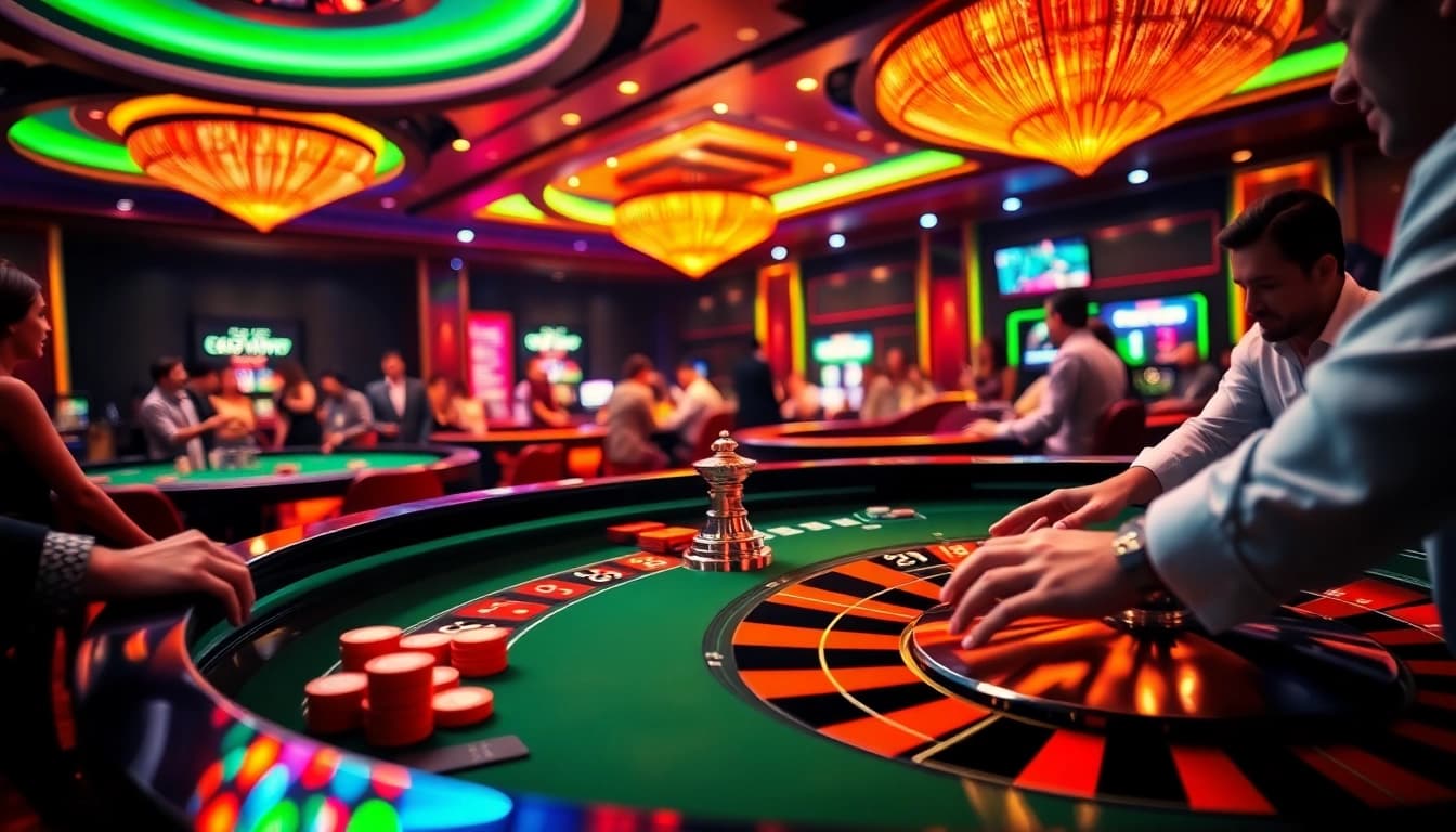 Experience excitement at y3娛樂 with colorful casino roulette and lively players.