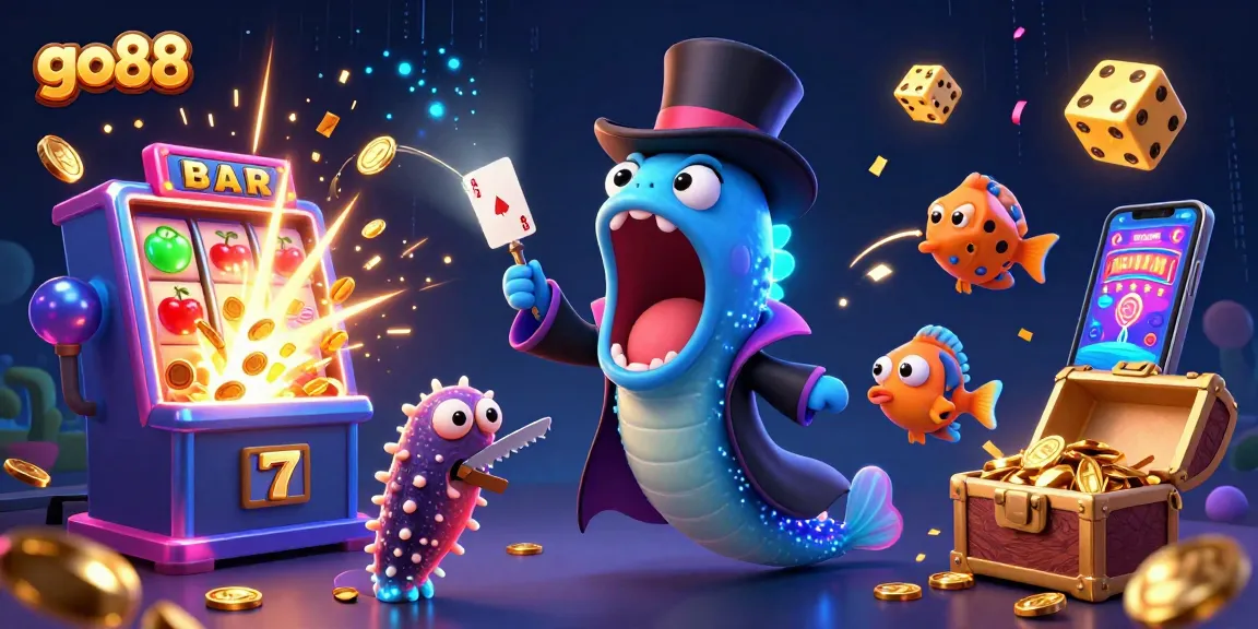 Explore the excitement of go88 with a vibrant 3D cartoon scene featuring amazing casino-themed characters.