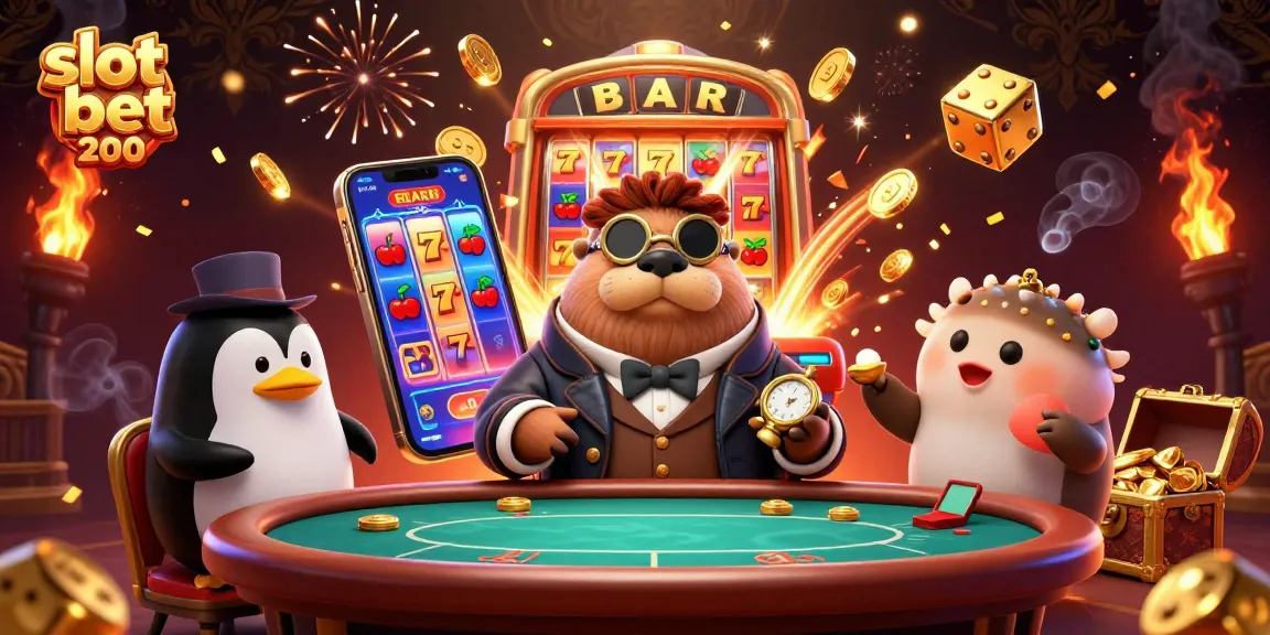 Experience thrilling gameplay with slot bet 200 in this dynamic 3D casino scene featuring cartoon characters and jackpot symbols.