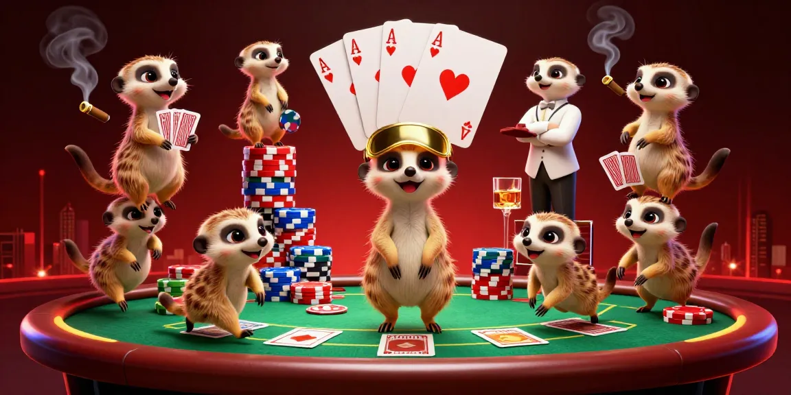 Experience the thrill with man club as meerkats run a vibrant casino operation filled with poker chips and games.