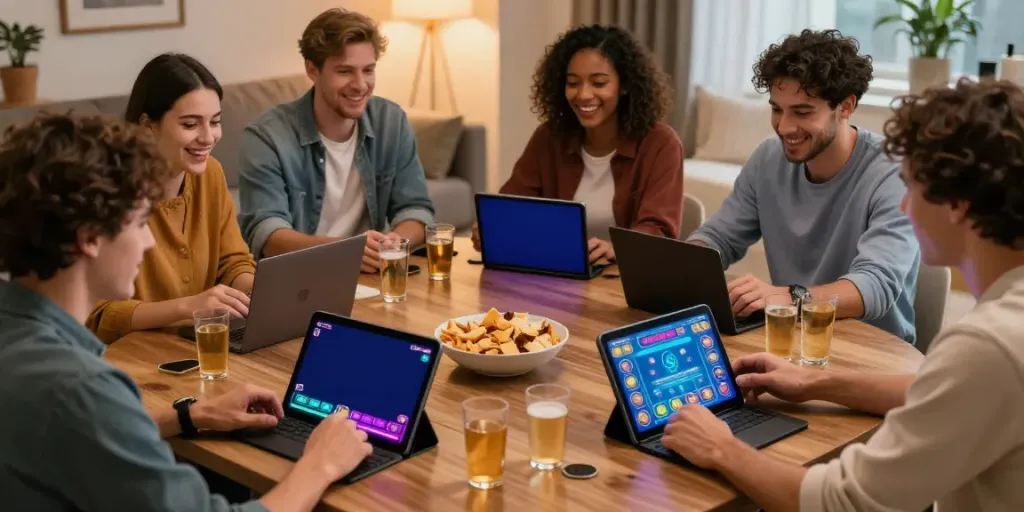Engaging online gambling scene at https://xx88.day/ with friends enjoying casino games together.