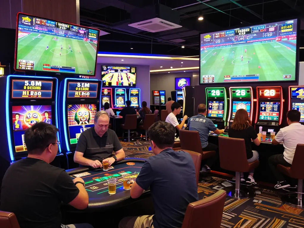 Engaging virtual casino environment showcasing players enjoying games at nk88 com, vibrant atmosphere with modern design elements.