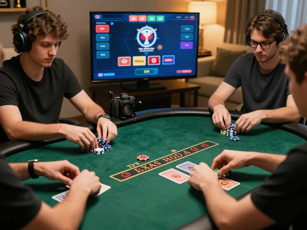 Engaging in tỷ lệ kèo trực tuyến during an exciting online poker game with live dealer