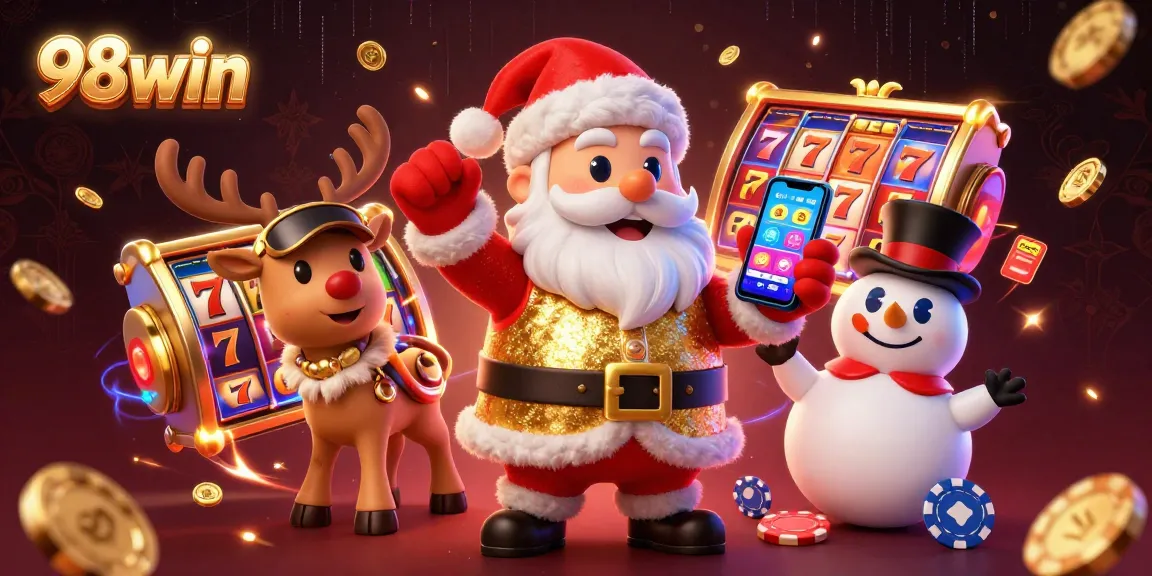 Experience thrilling jackpots with 98win in this lively casino scene featuring animated characters and vibrant elements.