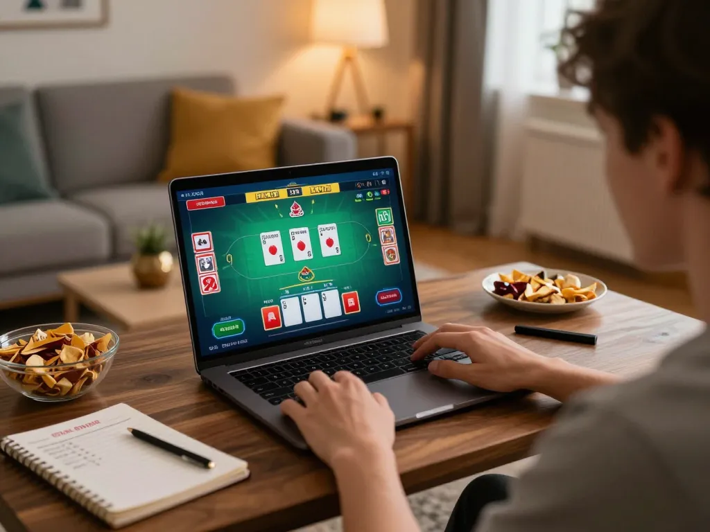 Enjoying an online casino experience at taixiusunwin.art with live dealer gameplay on laptop