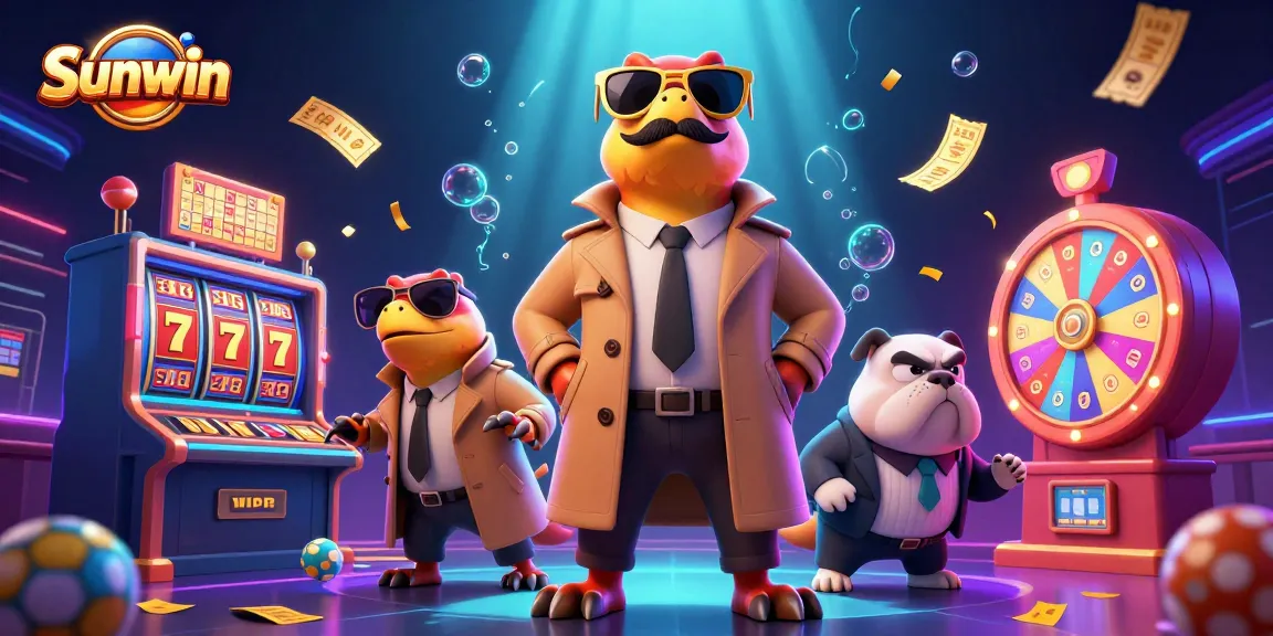 Sunwin engages players in a vibrant 3D casino scene with exciting slots and colorful game elements.