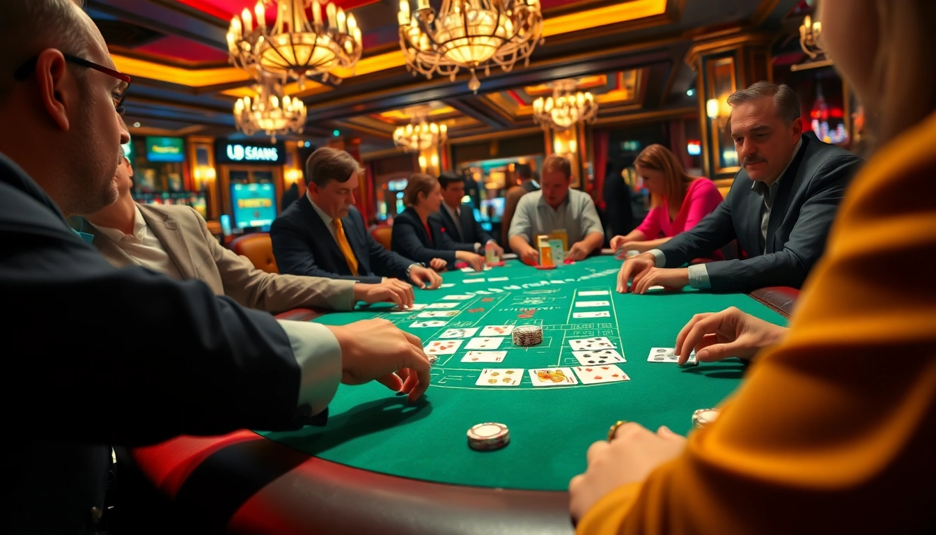 Experience the thrill of casino gaming with 18vip players at a lively card table.