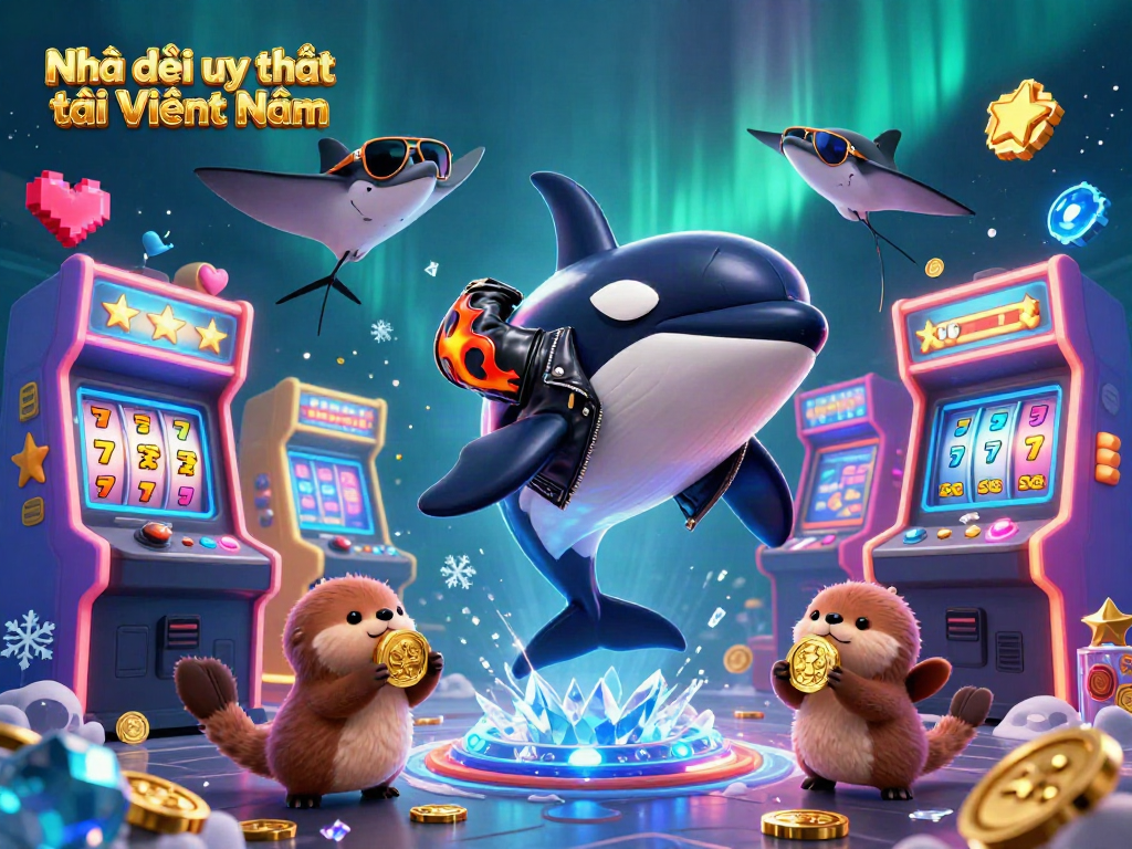 Engage with Nhà cái uy tín tại Việt Nam through a vibrant 3D casino scene filled with playful characters.