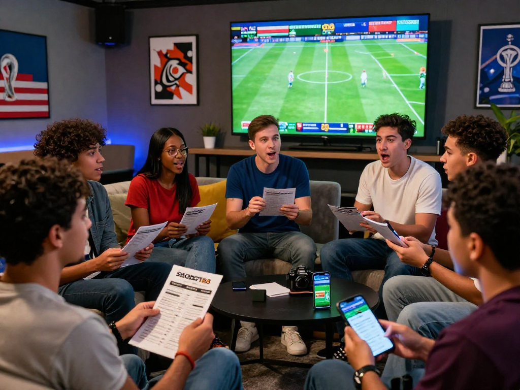 Engaged bettors at SBOBET88 enjoying live football matches with dynamic odds updates for World Cup 2026.