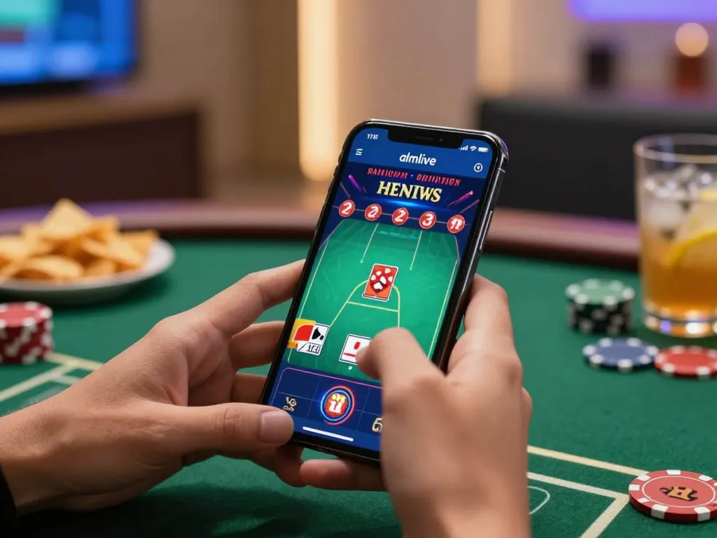 Play poker online with almlive app on mobile device showcasing user engagement and excitement