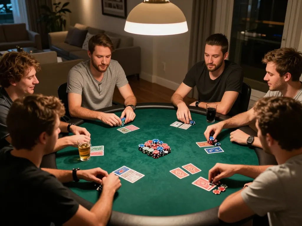 Go88 players enjoying a lively poker night with chips and cards laid out on the table
