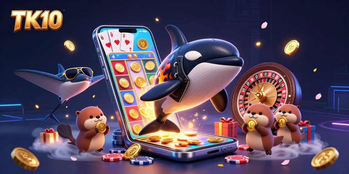 Engage with TK10's vibrant gambling adventure featuring dynamic characters and casino elements.