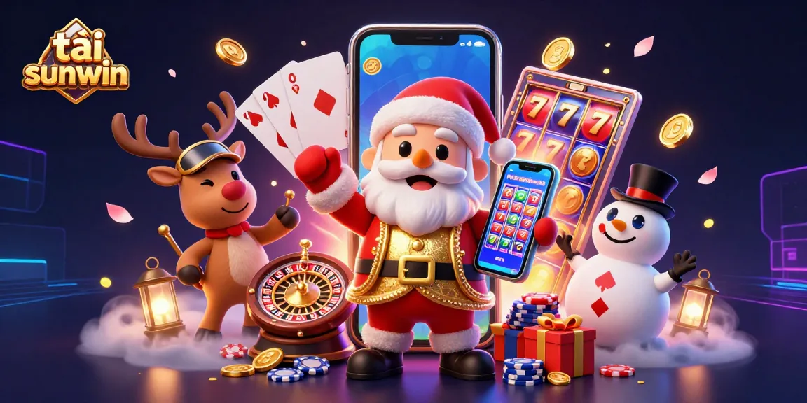 Engage with the thrilling tải sunwin casino experience featuring festive characters, dynamic slot games, and vibrant casino elements.