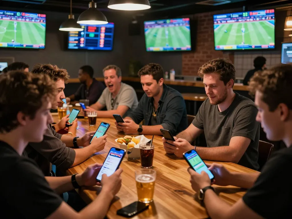 Placing strategic cược thể thao bets in a lively sports bar environment
