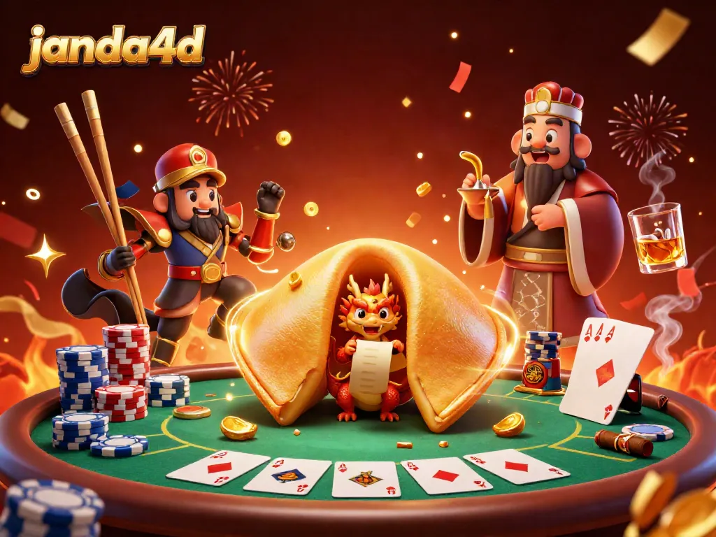 janda4d menampilkan ilustrasi 3D detail penuh, dengan karakter menarik dan elemen permainan kartu