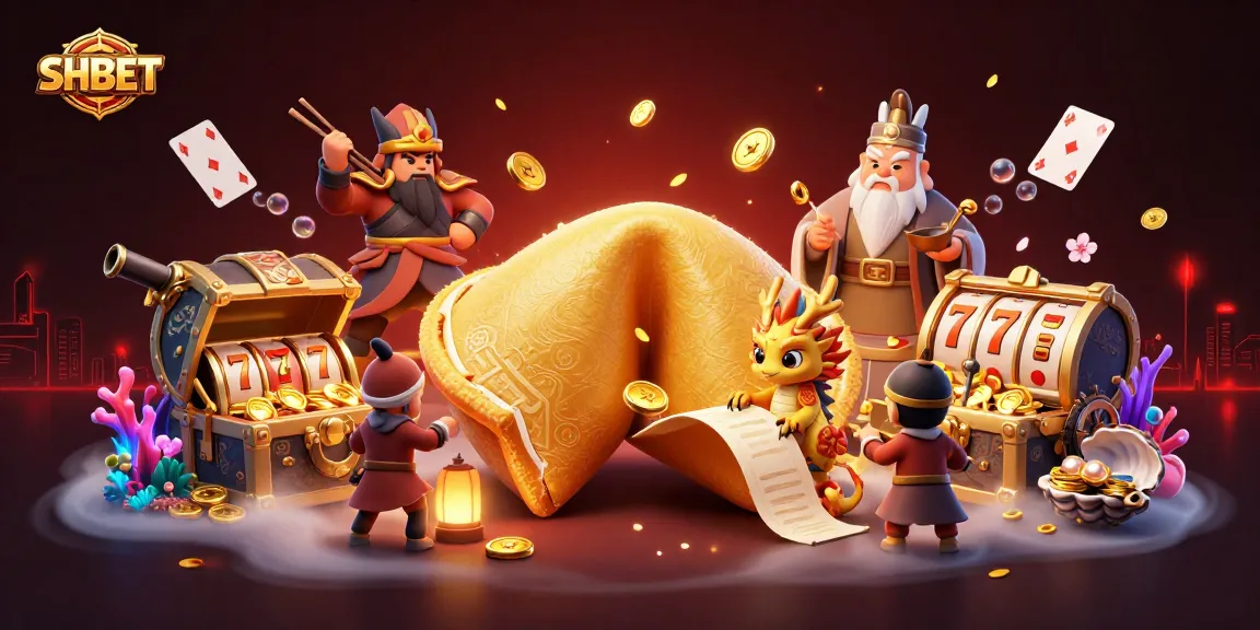 Experience thrilling games like slots and fortune cookies with SHBET in a vibrant casino setting.