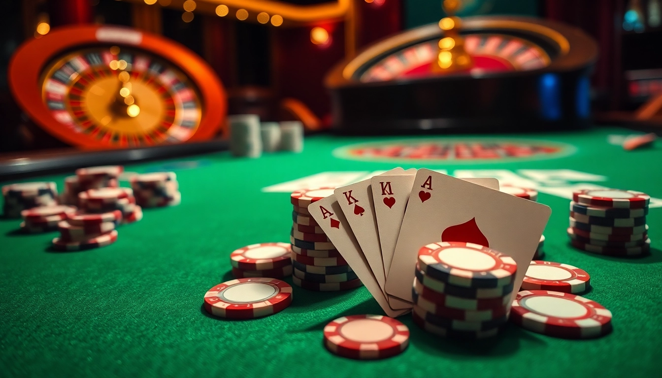 Engaging uvip casino layout showcasing playing cards and chips enticing players.
