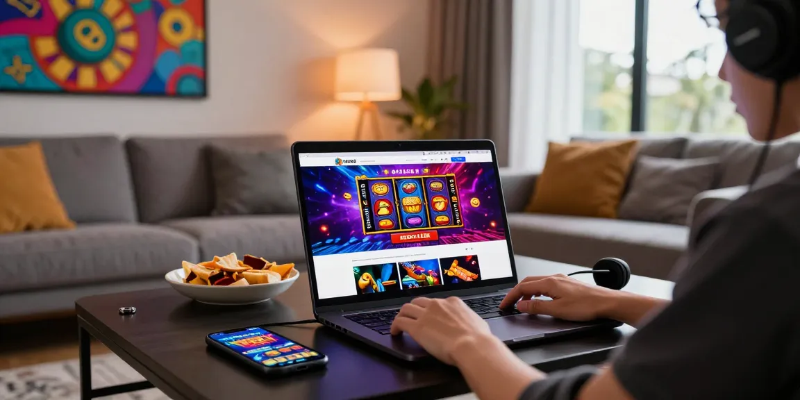 Engaging user experience with new online casino sites on a stylish living room laptop.