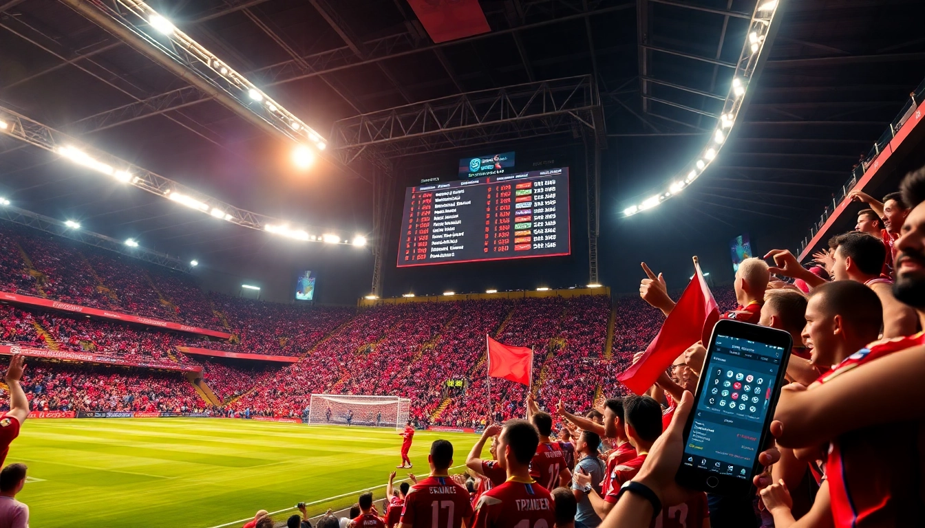 Live betting odds at a football stadium, keonhacai in action
