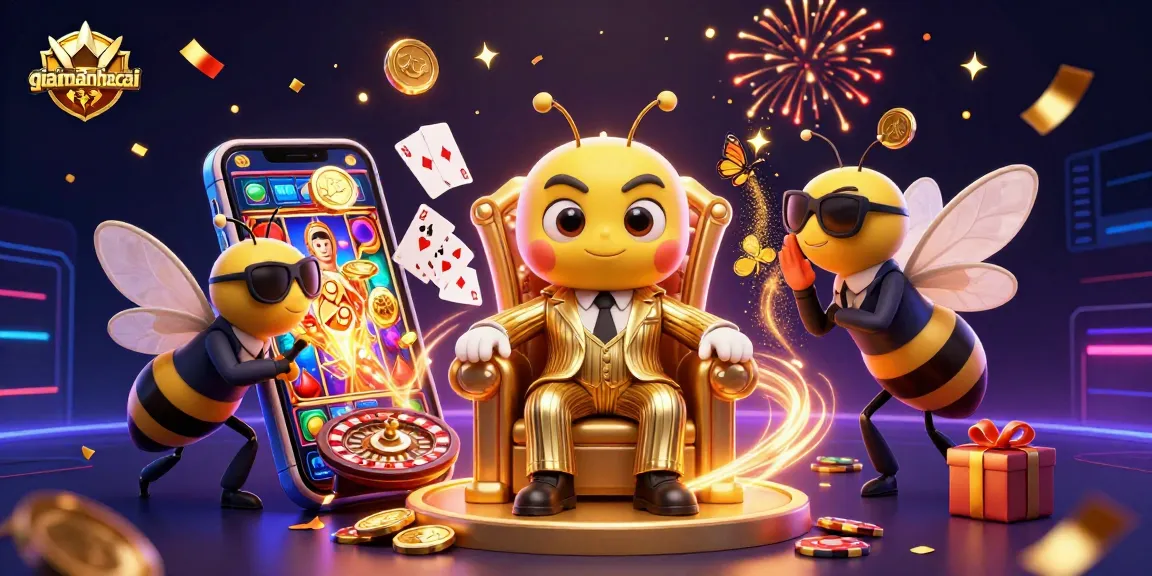 Experience thrilling gaming with giaimanhacai, featuring a vibrant casino illustration.