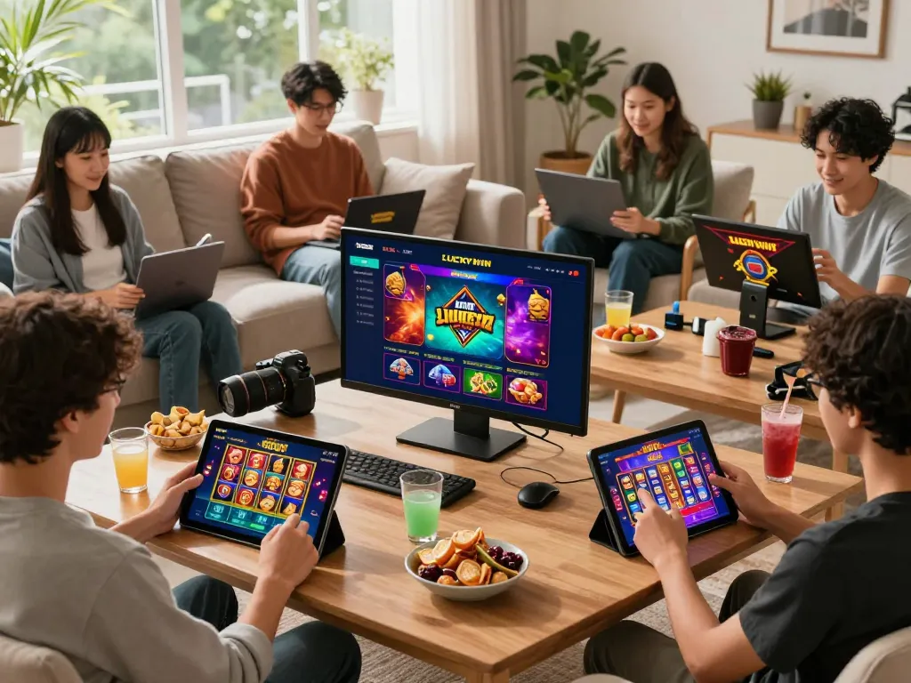 Immersive online gaming experience with players enjoying games on LUCKYWIN platform