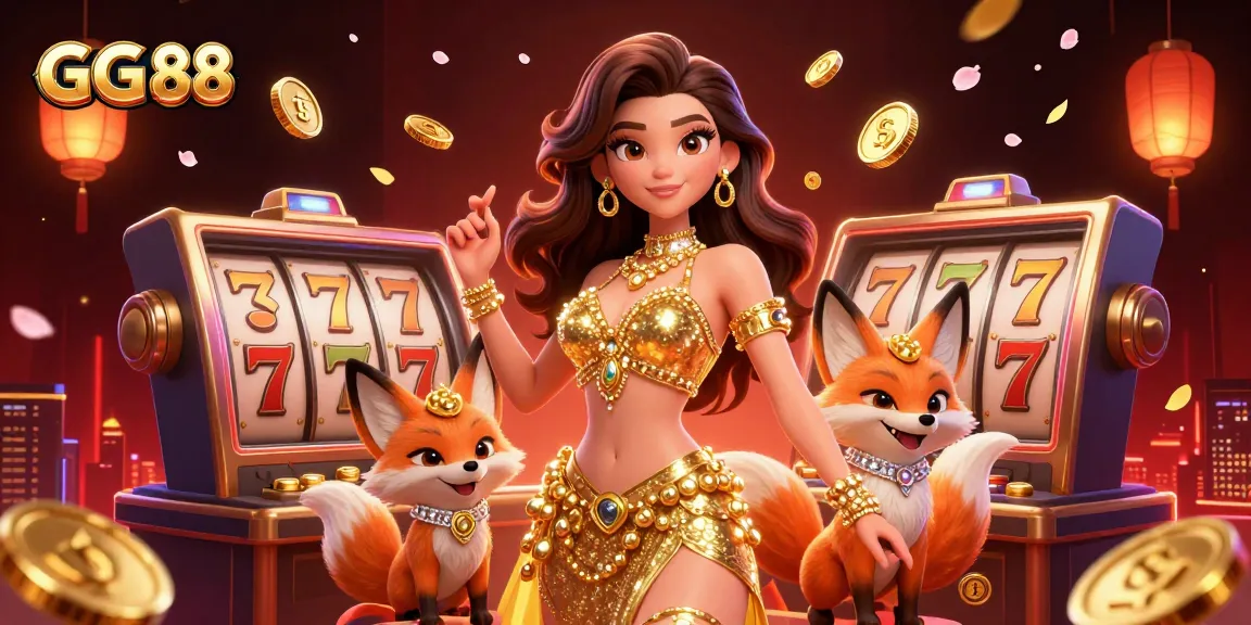Engage with GG 88 in this vivid illustration featuring stunning characters and dynamic casino elements.