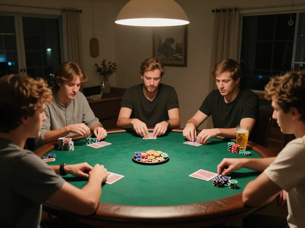 Rasakan Gsc108 Daftar saat permainan poker di rumah yang mendebarkan dengan teman-teman sambil menikmati minuman dan camilan.