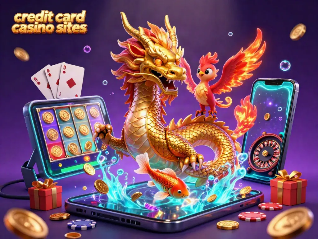 Experience the excitement of credit card casino sites with dynamic, vibrant characters and gaming elements.