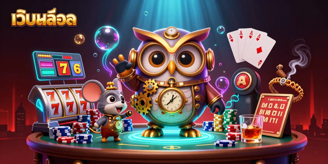Experience เว็บสล็อต with vibrant 3D characters and dynamic casino elements in an engaging scene.