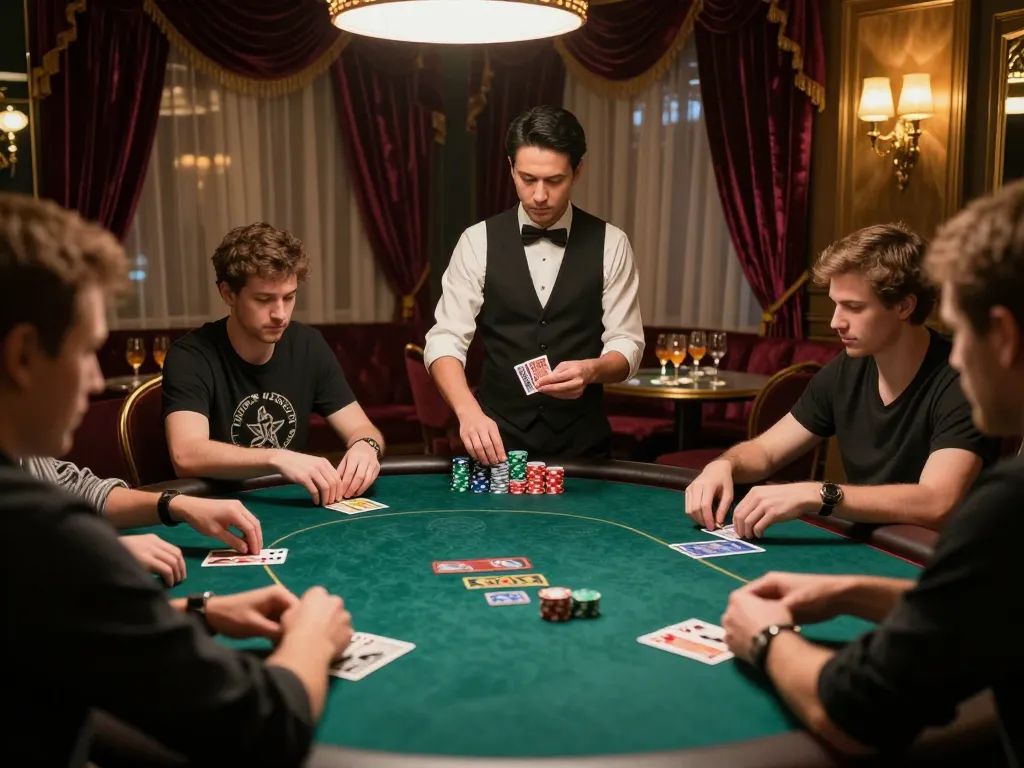Pemain yang terlibat dalam poker taruhan tinggi di meja pribadi mewah untuk pengalaman bermain foya888