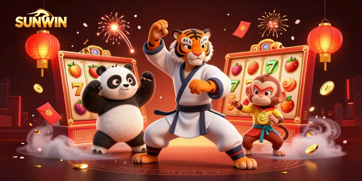 SUNWIN showcases a vibrant 3D scene with playful characters and gambling elements, elevating your gaming experience.
