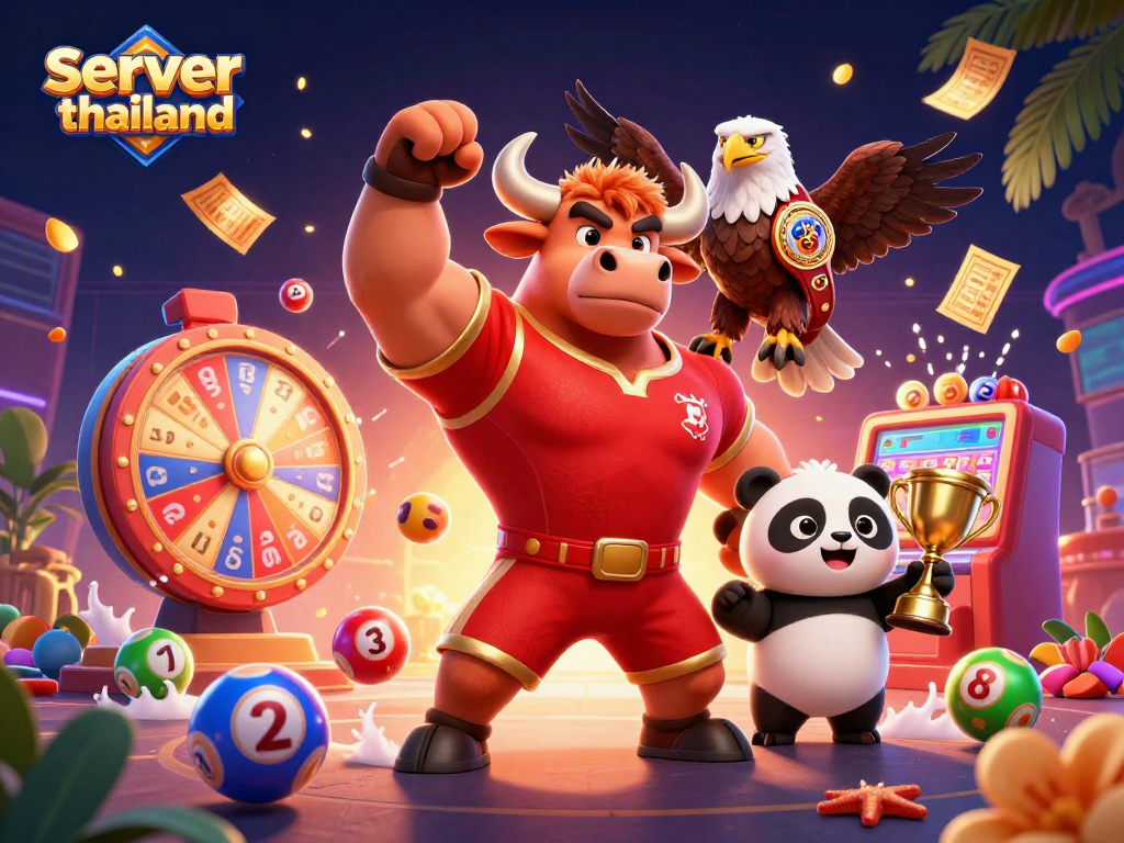 Engage with server thailand's thrilling gaming experience featuring animated characters and colorful lottery elements.