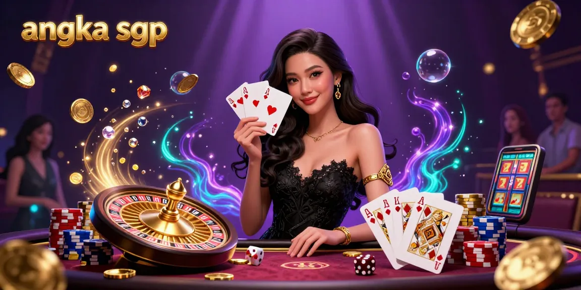 Engage with angka sgp as a stunning Asian woman reveals her winning cards in a luxury casino setting.